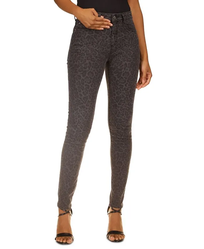 Michael Kors Women's Leopard Print Straight Skinny Jeans Black Size 6 sold by Ruumur