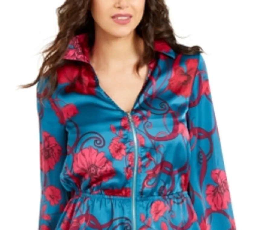 Thalia Sodi Women's Women S Printed Zip Peplum Top Green/Red Size X-Small sold by Ruumur product image thumbnail 2