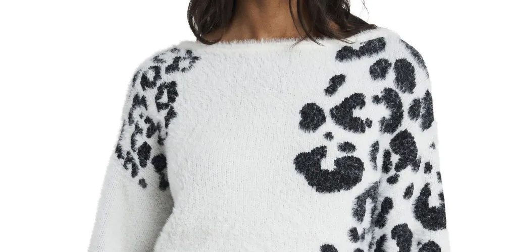 Vince Camuto Women's Animal Print Jacquard Fuzzy Sweater White Size X-Small sold by Ruumur product image thumbnail 2