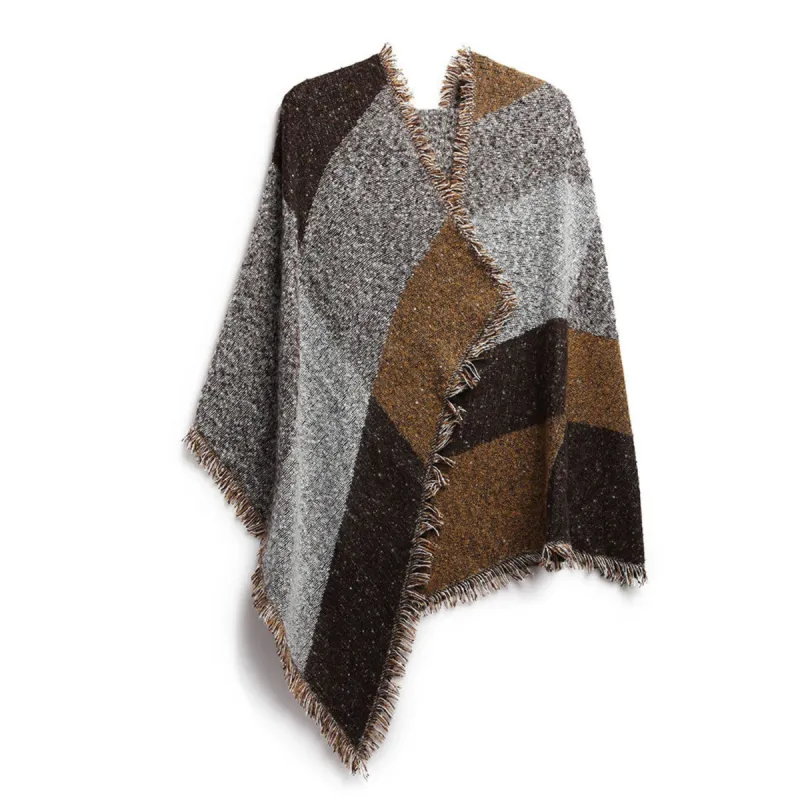 Women Winter Warm Scarf 74.8x25.6In Long Soft Knitted Shawl Extra Thick Plaid Blanket Wrap Cape sold by Ruumur