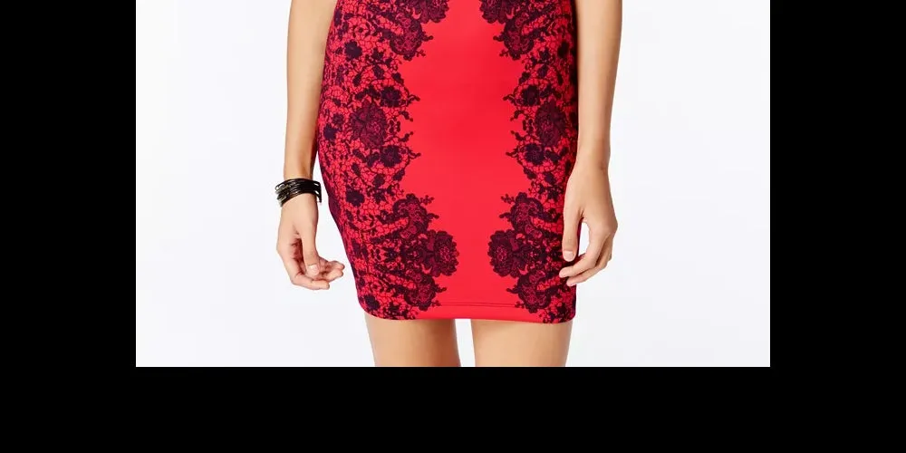 B Darlin Women's Zippered Printed Sleeveless Halter Short Body Con Party Dress Wine Size 11 sold by Ruumur product image thumbnail 3