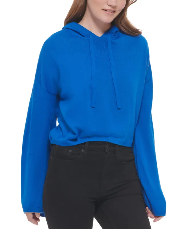Calvin Klein Women's Hooded Bell Sleeve Top Blue Size Small sold by Ruumur