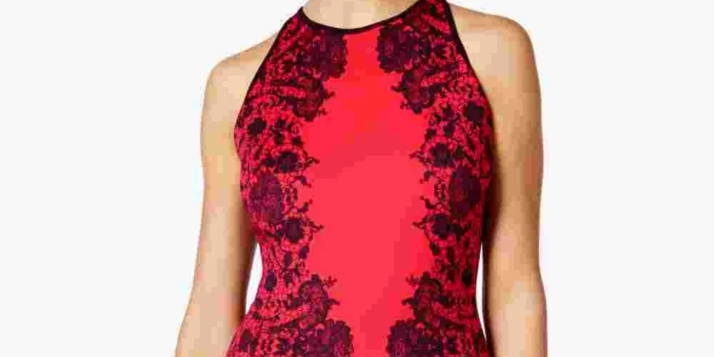 B Darlin Women's Zippered Printed Sleeveless Halter Short Body Con Party Dress Wine Size 7/8 sold by Ruumur product image thumbnail 2