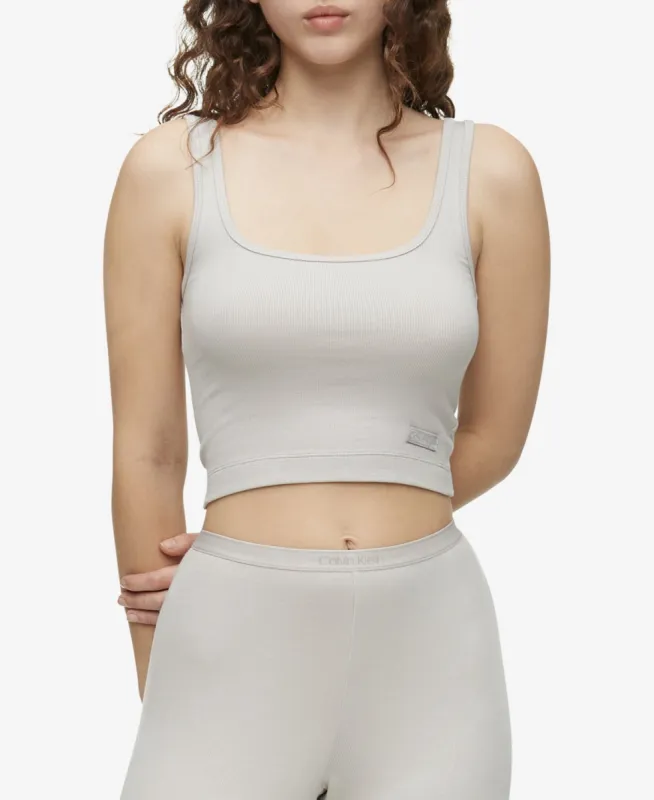 Calvin Klein Women's Pure Ribbed Cropped Tank Top White Size Medium sold by Ruumur