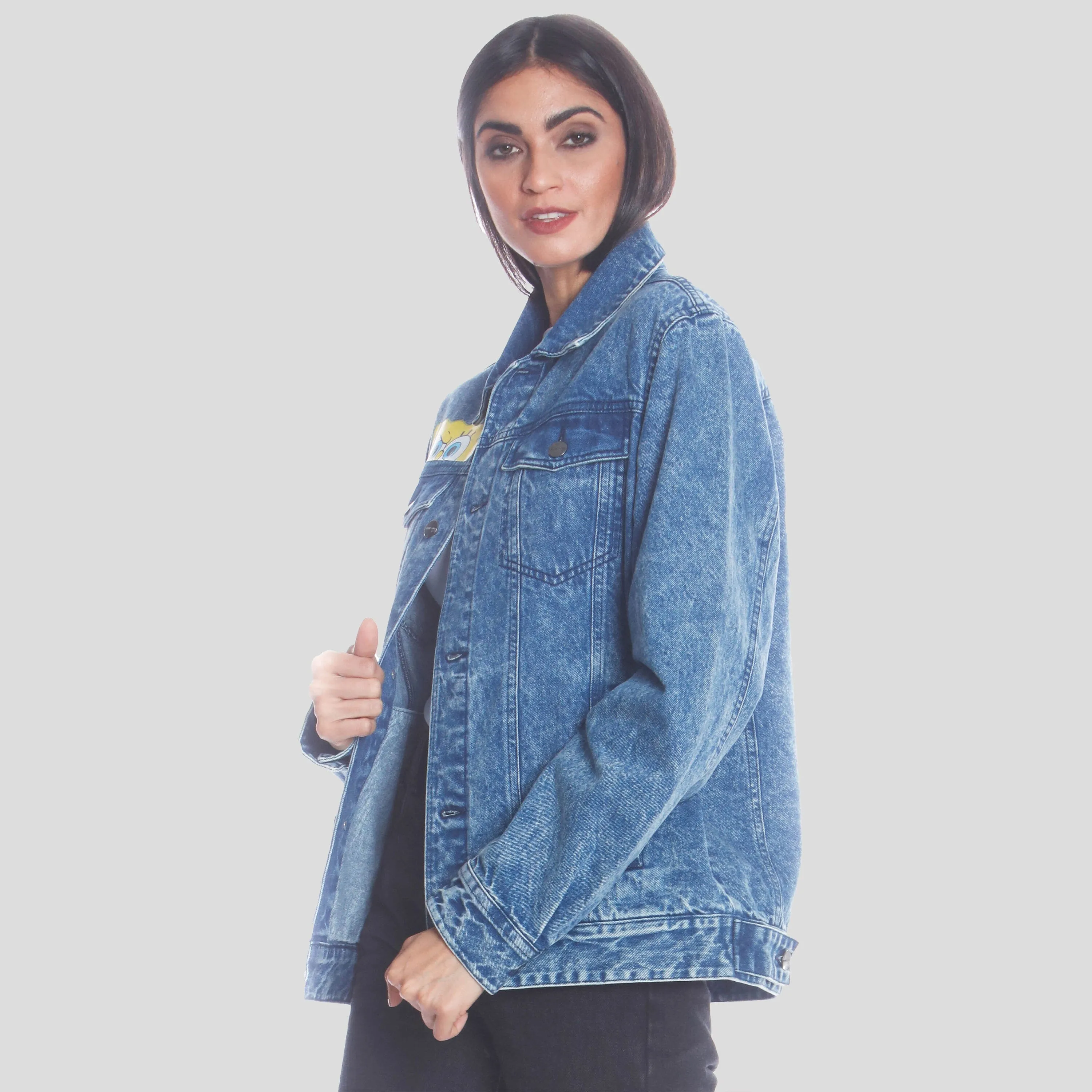 Members Only Women's SpongeBob Denim Oversized Jacket sold by Ruumur product image thumbnail 4