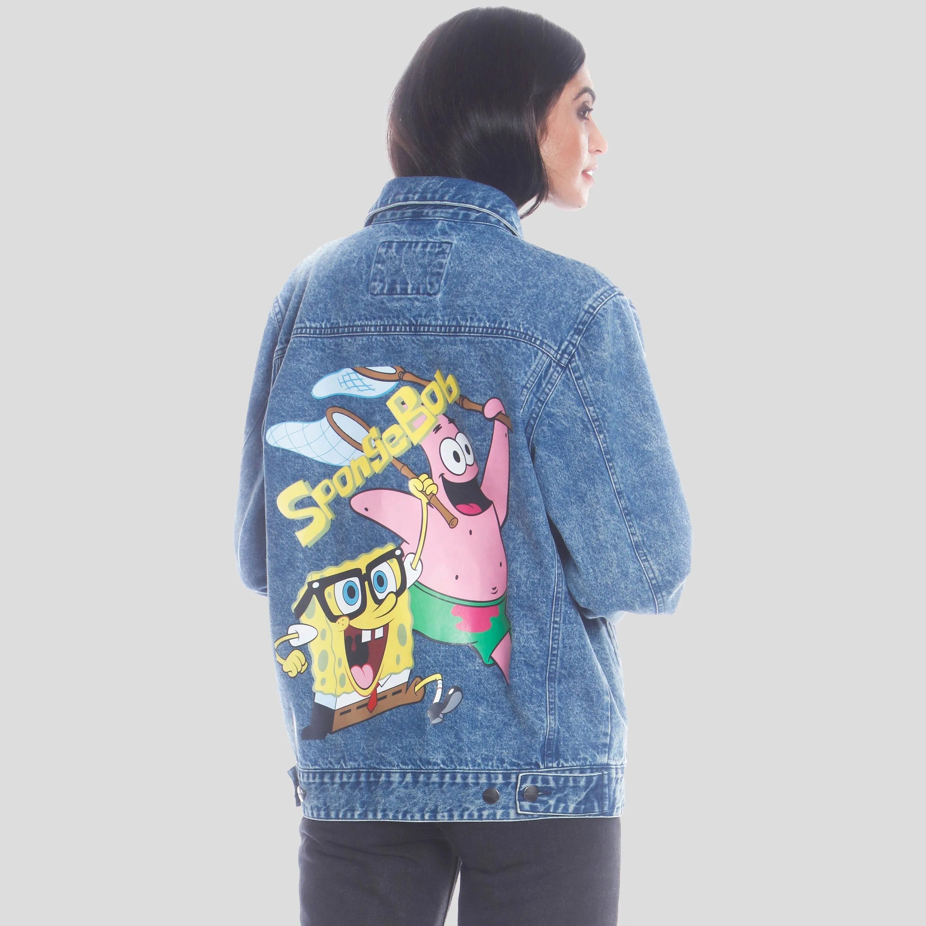 Members Only Women's SpongeBob Denim Oversized Jacket sold by Ruumur product image thumbnail 5