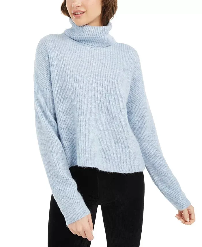 Sun & Moon Women's Box Ribbed Turtleneck Sweater Blue Size Small sold by Ruumur