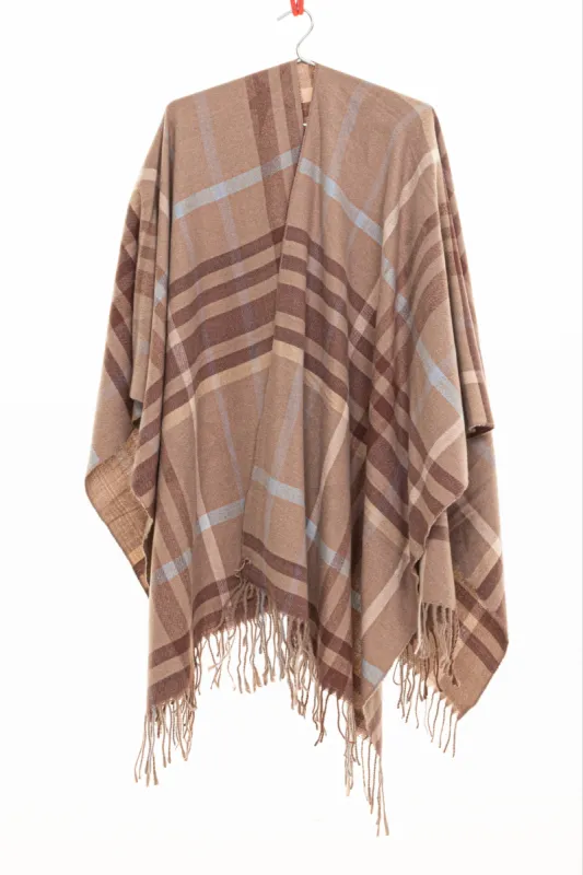 di firenze Lightweight Checkered Ruana sold by Ruumur