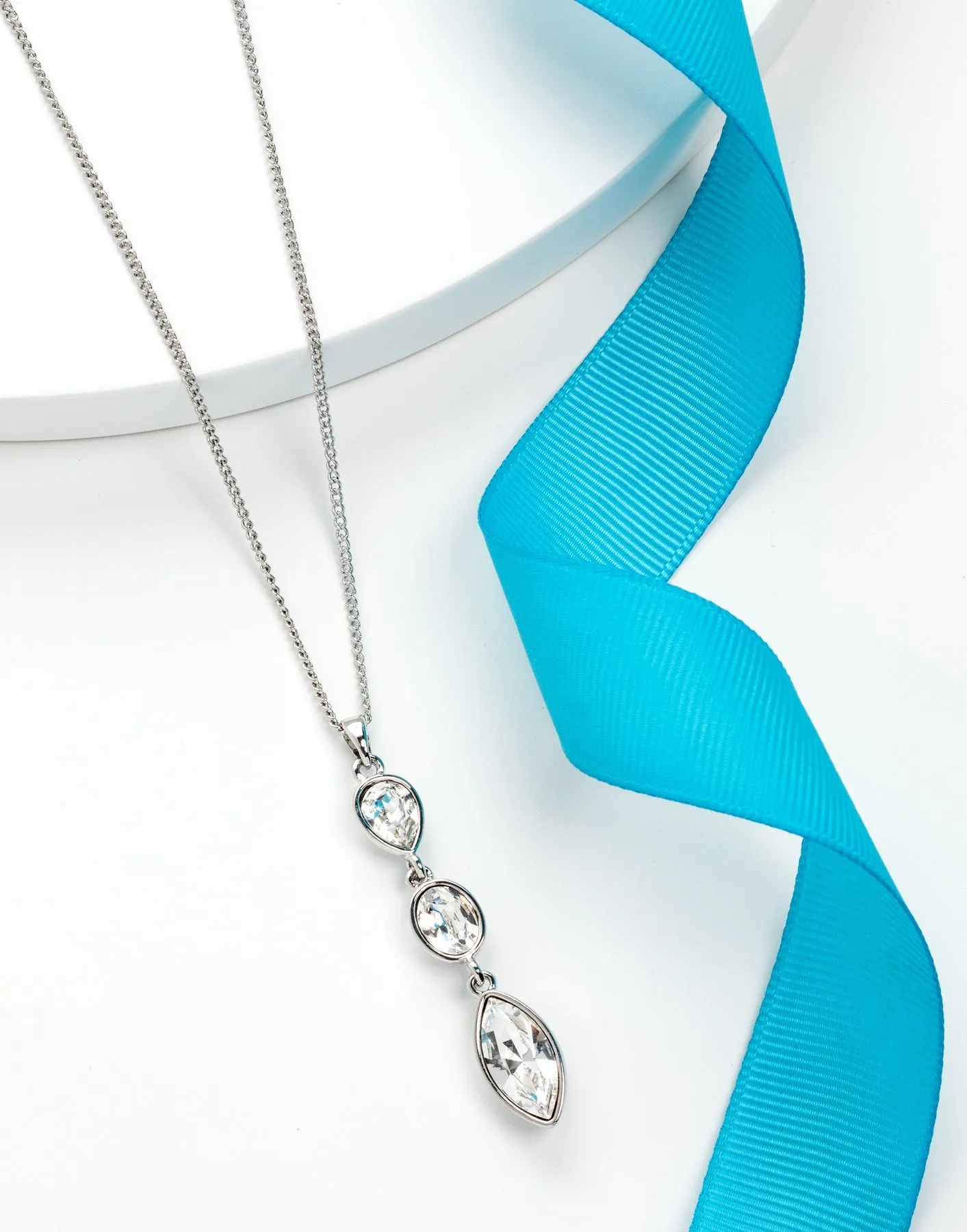 Clear Swarovski Crystal Three Stone Necklace sold by Ruumur product image thumbnail 2