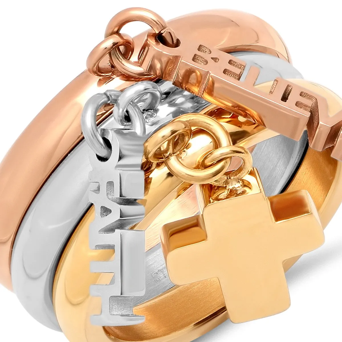 Set of 3 Rings with Believe, Faith & Cross Charms sold by Ruumur product image thumbnail 2