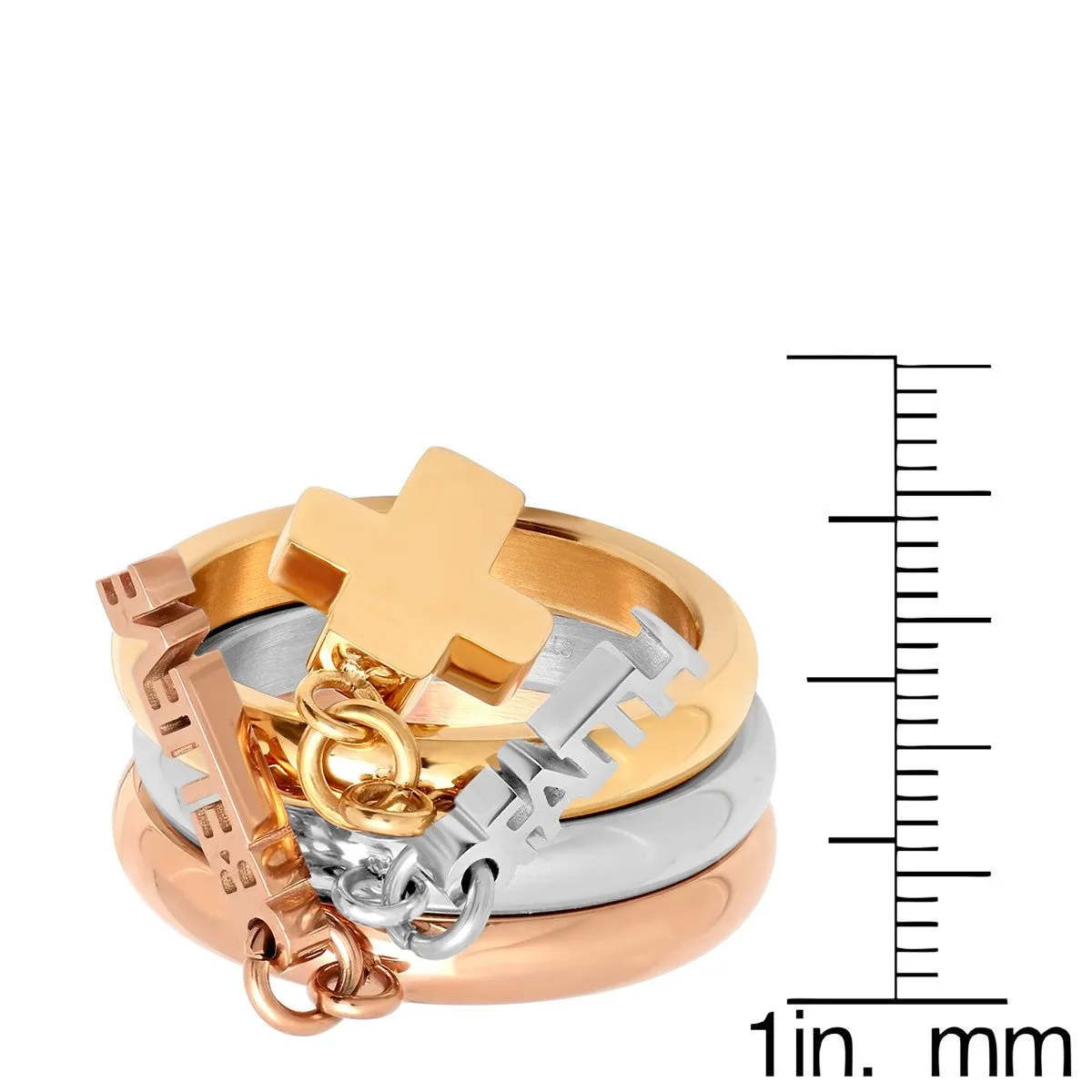 Set of 3 Rings with Believe, Faith & Cross Charms sold by Ruumur product image thumbnail 3