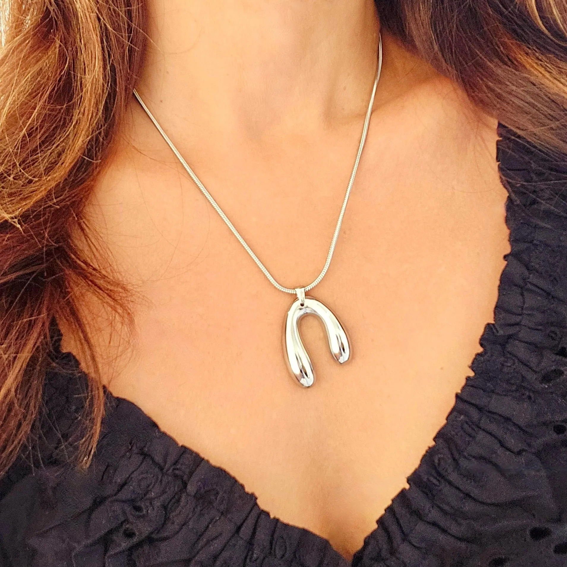 Modern Wishbone Pendant Hypoallergenic Necklace sold by Ruumur product image thumbnail 3