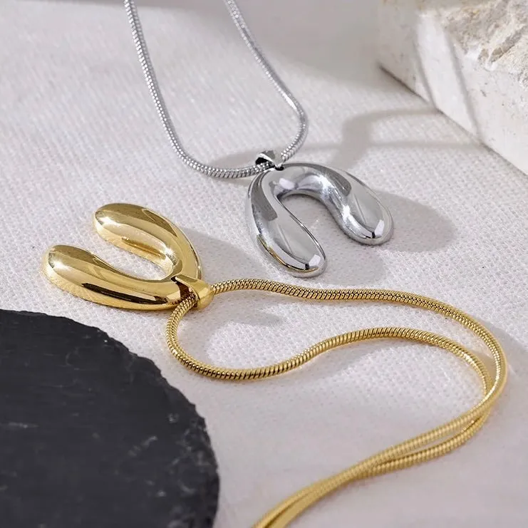 Modern Wishbone Pendant Hypoallergenic Necklace sold by Ruumur