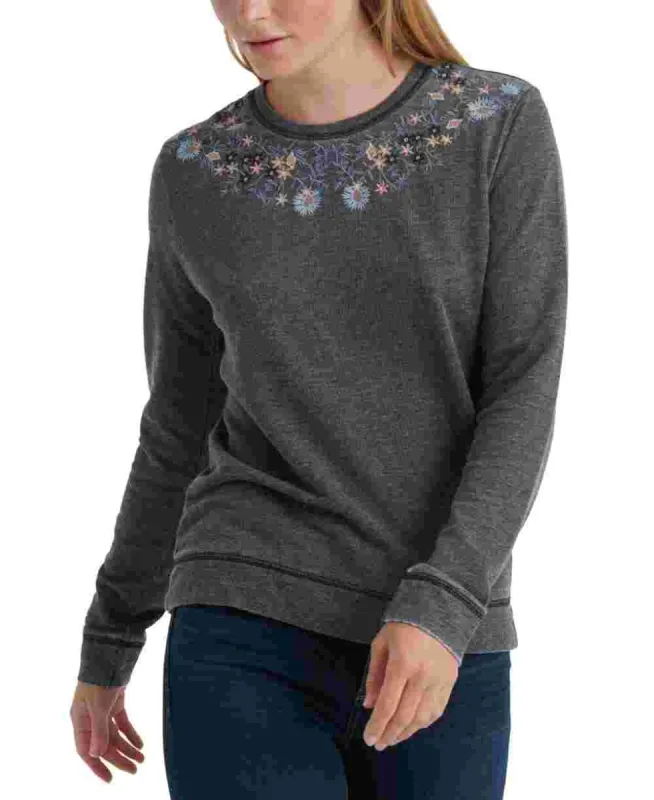 Lucky Brand Women's Necklace Embroidered Sweatshirt Black Size X-Small sold by Ruumur