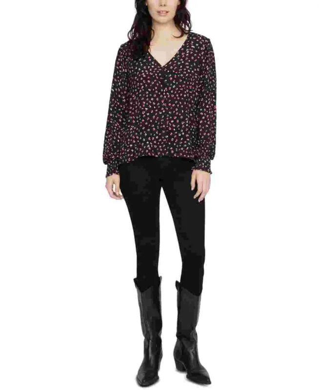 Sanctuary Women's Noelle Smocked Sleeve Blouse Party Pop Black Size Large sold by Ruumur