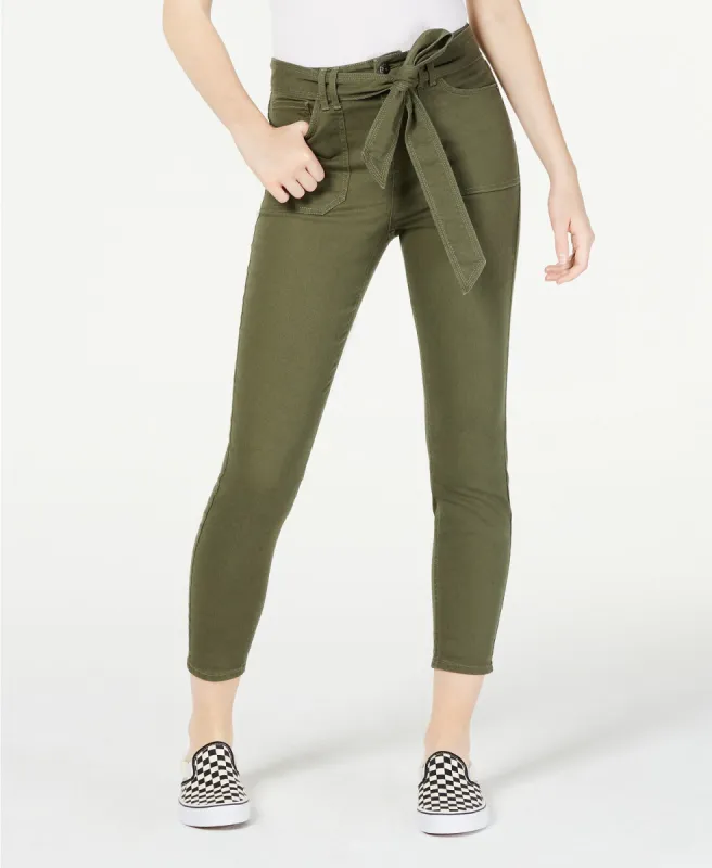 Vanilla Star Women's Belted Cropped Jeans Green Size 9 sold by Ruumur
