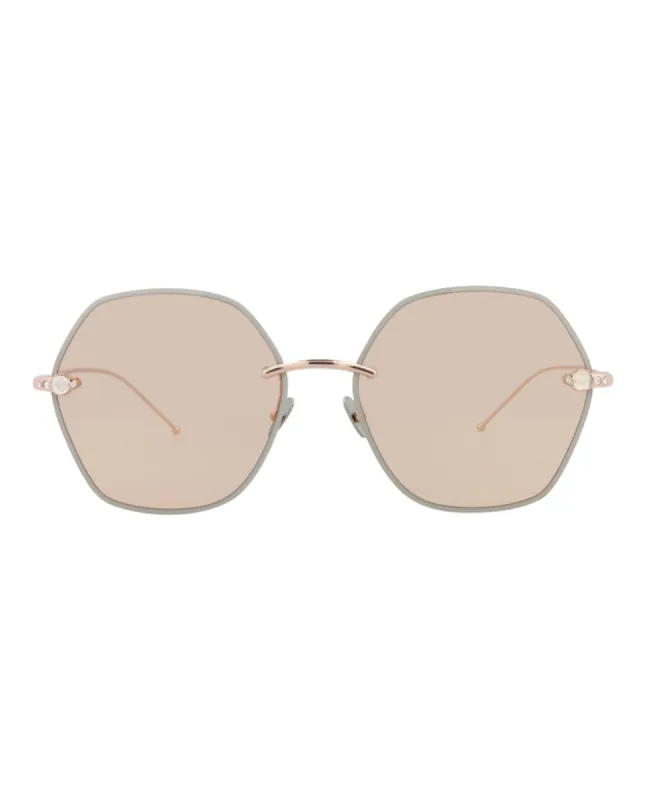 Pomellato Round-Frame Metal Sunglasses, style # PM0091S-30008786003 sold by Ruumur