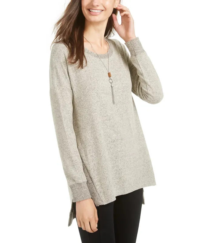 BCX Juniors' Shine Women's Tunic Sweater With Necklace White Size X-Large sold by Ruumur