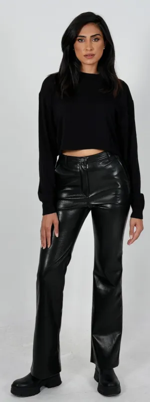 Sicily Daisy Bootcut Vegan Leather Pants sold by Ruumur