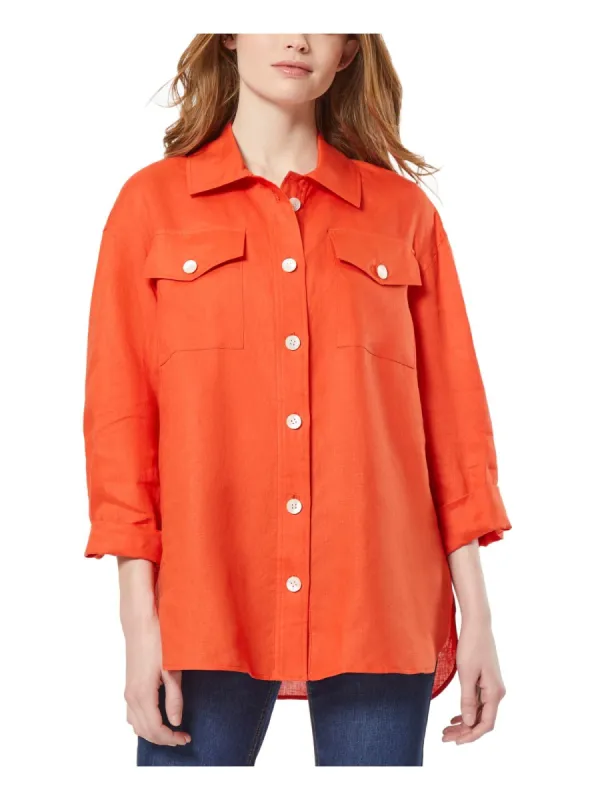 Jones New York Women's Shacket With Rolled Tab Jacket Red Size Small sold by Ruumur