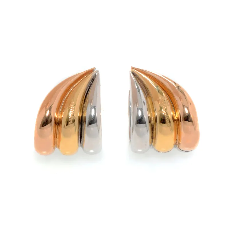 Salvatore Ferragamo Wedge Sterling Silver and Gold Plated Huggie Earrings 703427 made by Salvatore Ferragamo