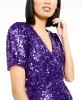 LEYDEN Women's Sequin Ruched-Side Mini Dress Purple Size M sold by Ruumur