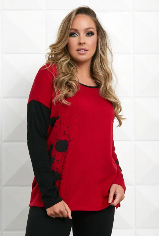 Angel Apparel Splatter Color Block Crew sold by Ruumur