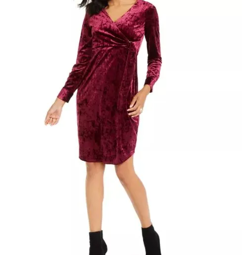 Thalia Sodi Women's Side Tie Velvet Surplice Dress Purple Size Medium sold by Ruumur product image thumbnail 2