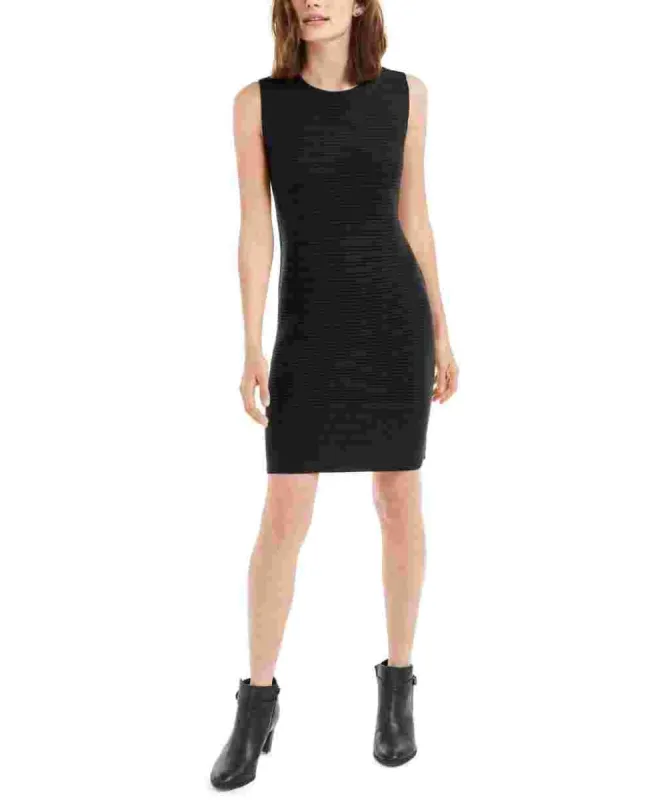 Maison Jules Women's Sleeveless Jewel Neck Short Body Con Dress Black Size Large sold by Ruumur