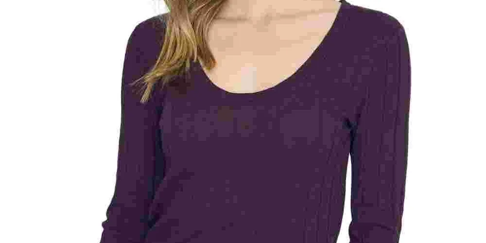 Sanctuary Women's Textured 3/4 Sleeve Scoop Neck T Shirt Top Purple Size Large sold by Ruumur product image thumbnail 2