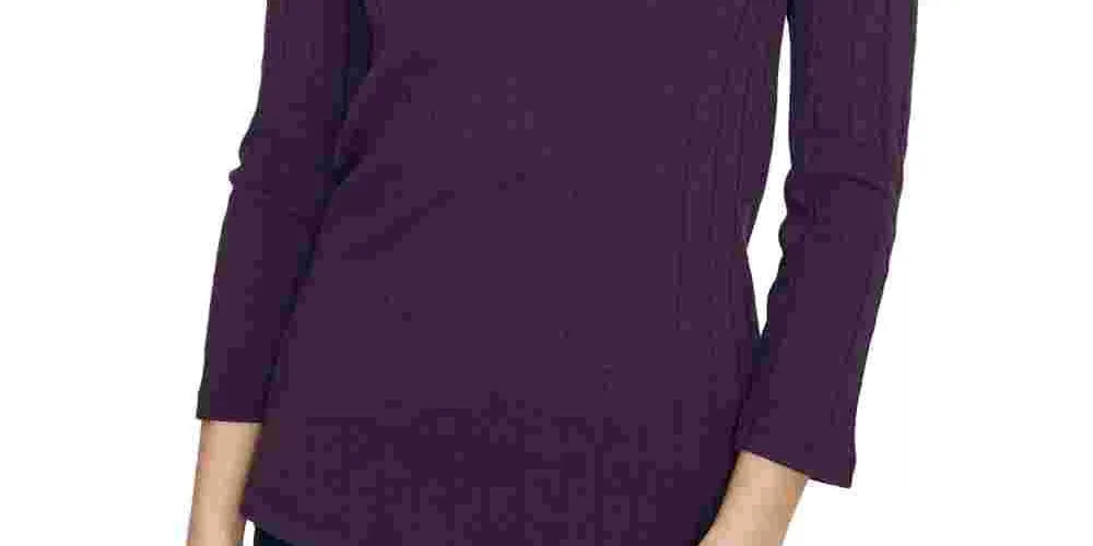 Sanctuary Women's Textured 3/4 Sleeve Scoop Neck T Shirt Top Purple Size Large sold by Ruumur product image thumbnail 3
