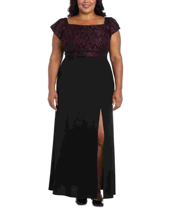 Nightway Women's Plus Size Off-The-Shoulder Gown Purple Size 14W made by Ruumur