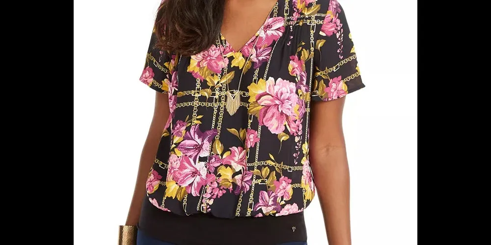 Thalia Sodi Women's Printed Pintuck-Pleated Top Black Size Small sold by Ruumur product image thumbnail 2