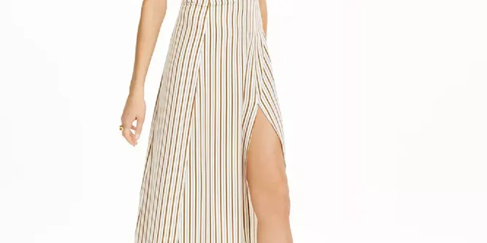 Danielle Bernstein Women's Striped Maxi Slip Dress Beige Size 8 sold by Ruumur product image thumbnail 3