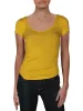 Free People Women's Sonnet Ruched Scoop Neck T-Shirt Yellow  Size Medium sold by Ruumur