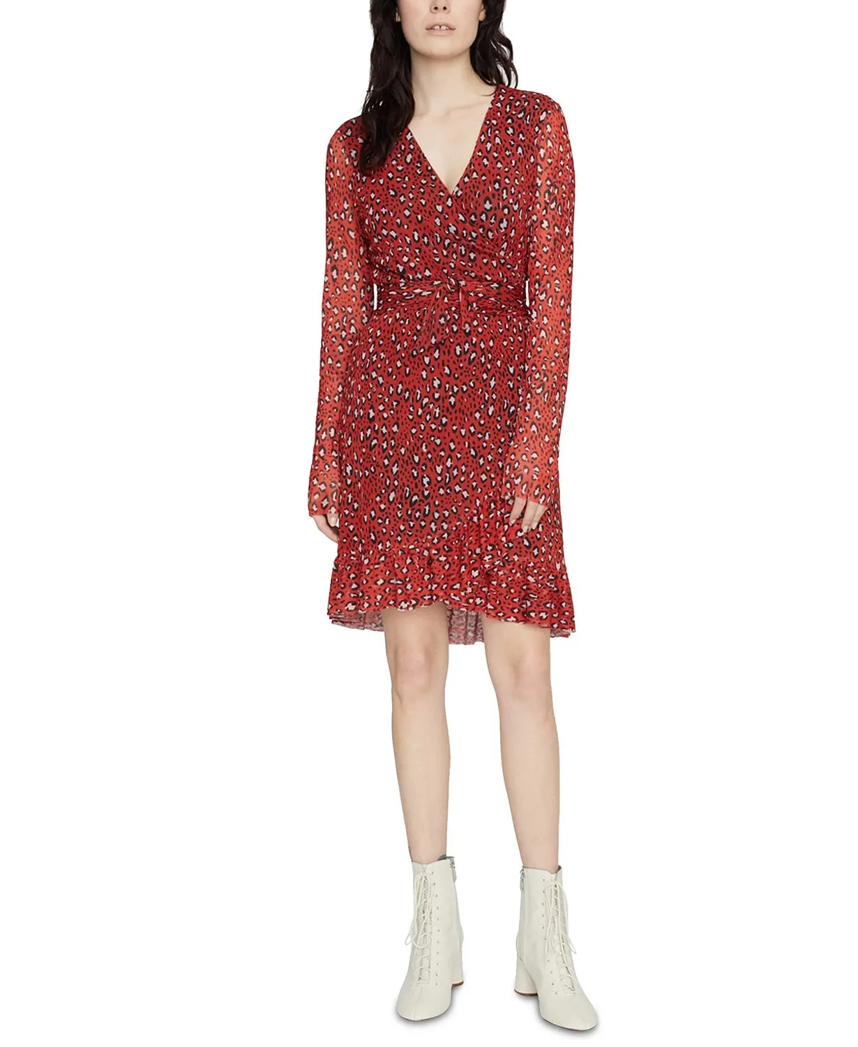 Sanctuary Women's Emma Print Long Sleeve Wrap Dress Red Size Medium sold by Ruumur