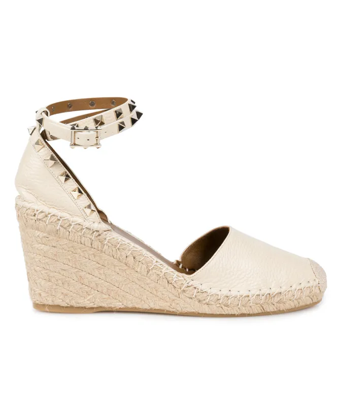 Valentino Light Ivory Rockstud Espadrille Wedge made by Ruumur