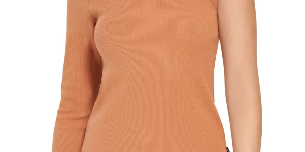 Calvin Klein Women's One Shoulder Turtleneck Top Brown Size Small sold by Ruumur product image thumbnail 3