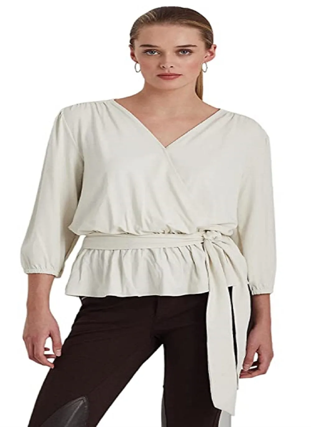Ralph Lauren Women's Jersey Peplum Blouse Brown Size X-Large sold by Ruumur