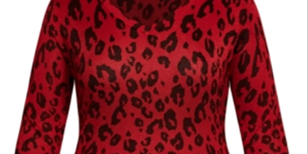 City Chic Women's Plus Trendy Leopard Print Sweater Red Size X-Small sold by Ruumur product image thumbnail 2