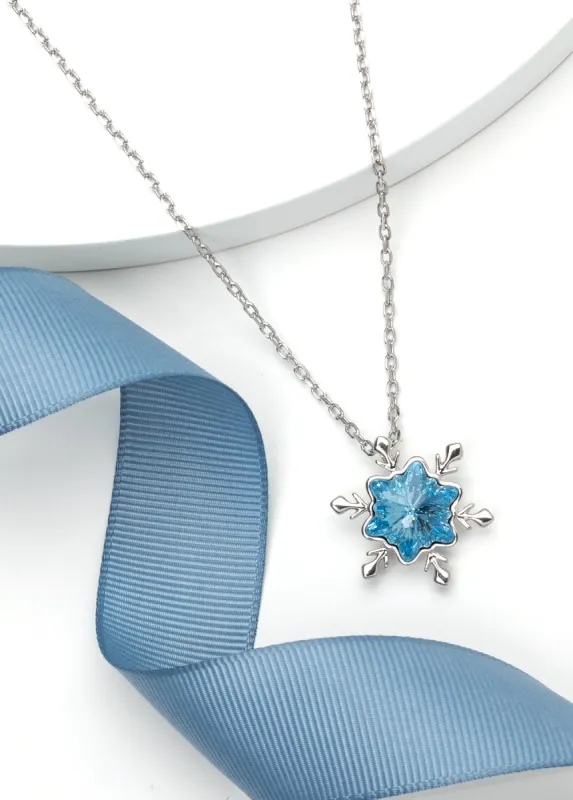 Aqua Swarovski Crystal Snowflake Necklace sold by Ruumur