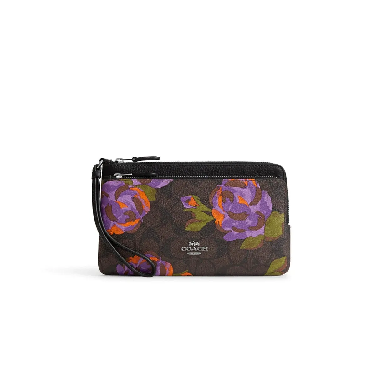 Coach Double Zip Wallet In Signature Canvas With Rose Print sold by Ruumur