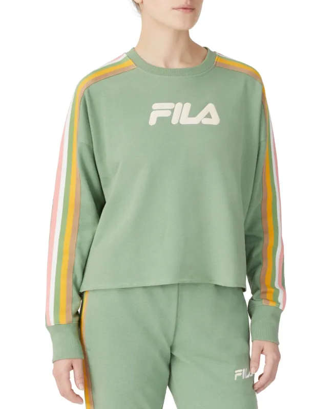 Fila Women's Clover Crewneck Logo Colorblocked Sweatshirt Green sold by Ruumur