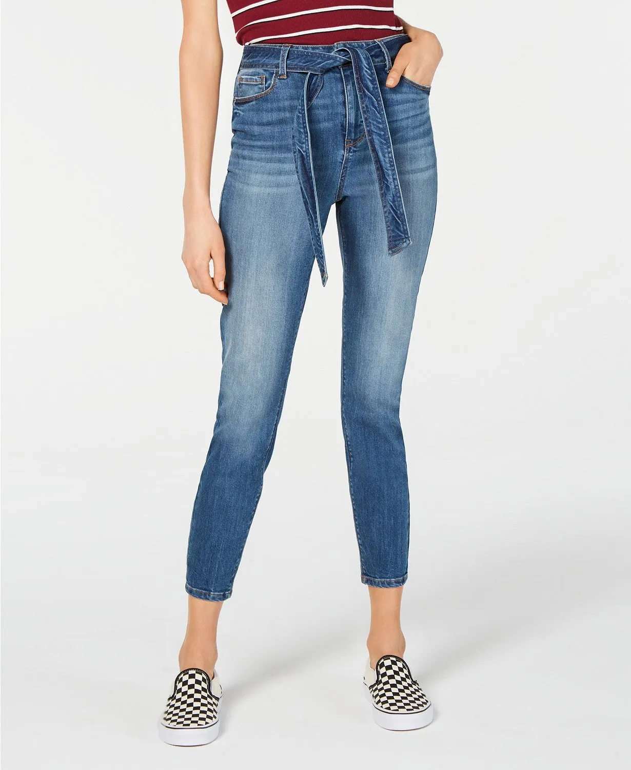 Vanilla Women's Star Belted Ankle Jeans Blue Size 3 sold by Ruumur
