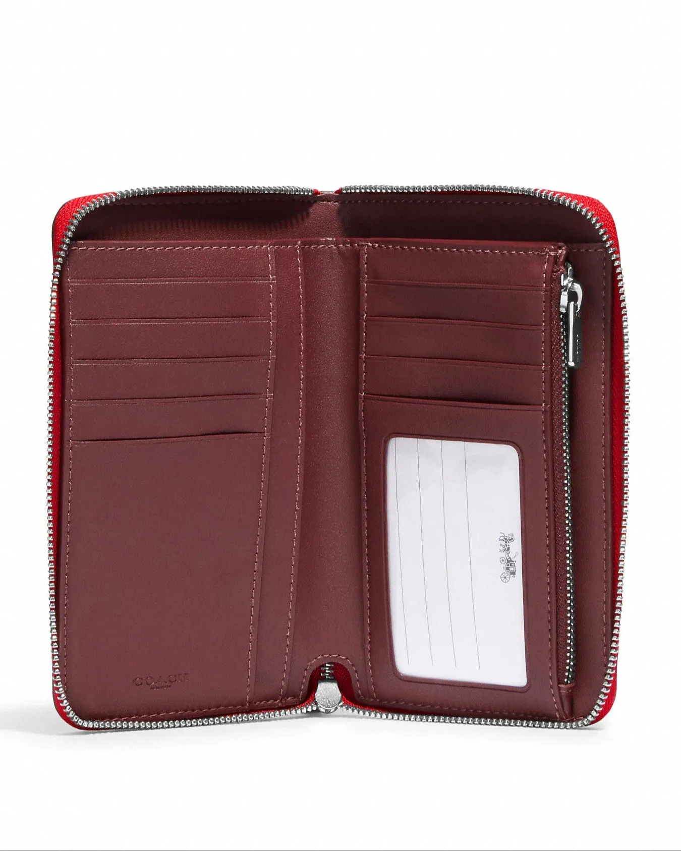 Coach Women's Khaki & Electric Red Medium Id Zip Wallet In Signature Canvas With Wild Strawberry sold by Ruumur product image thumbnail 2