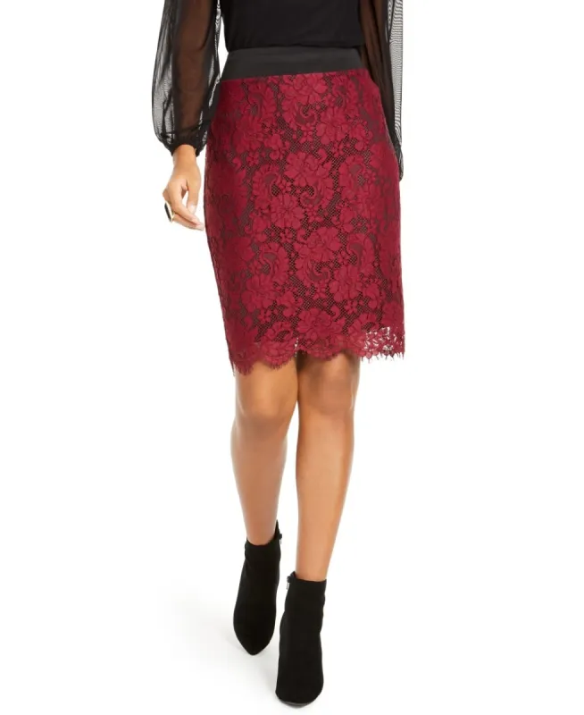 Thalia Sodi Women's Lace Pencil Skirt Red Size X-Small sold by Ruumur