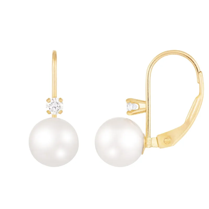 Splendid Pearls 14K Yellow Gold Diamond Earrings HOCPD-3YG sold by Ruumur