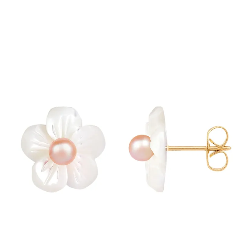 Splendid Pearls 14K Yellow Gold Earrings HOF-51WY sold by Ruumur