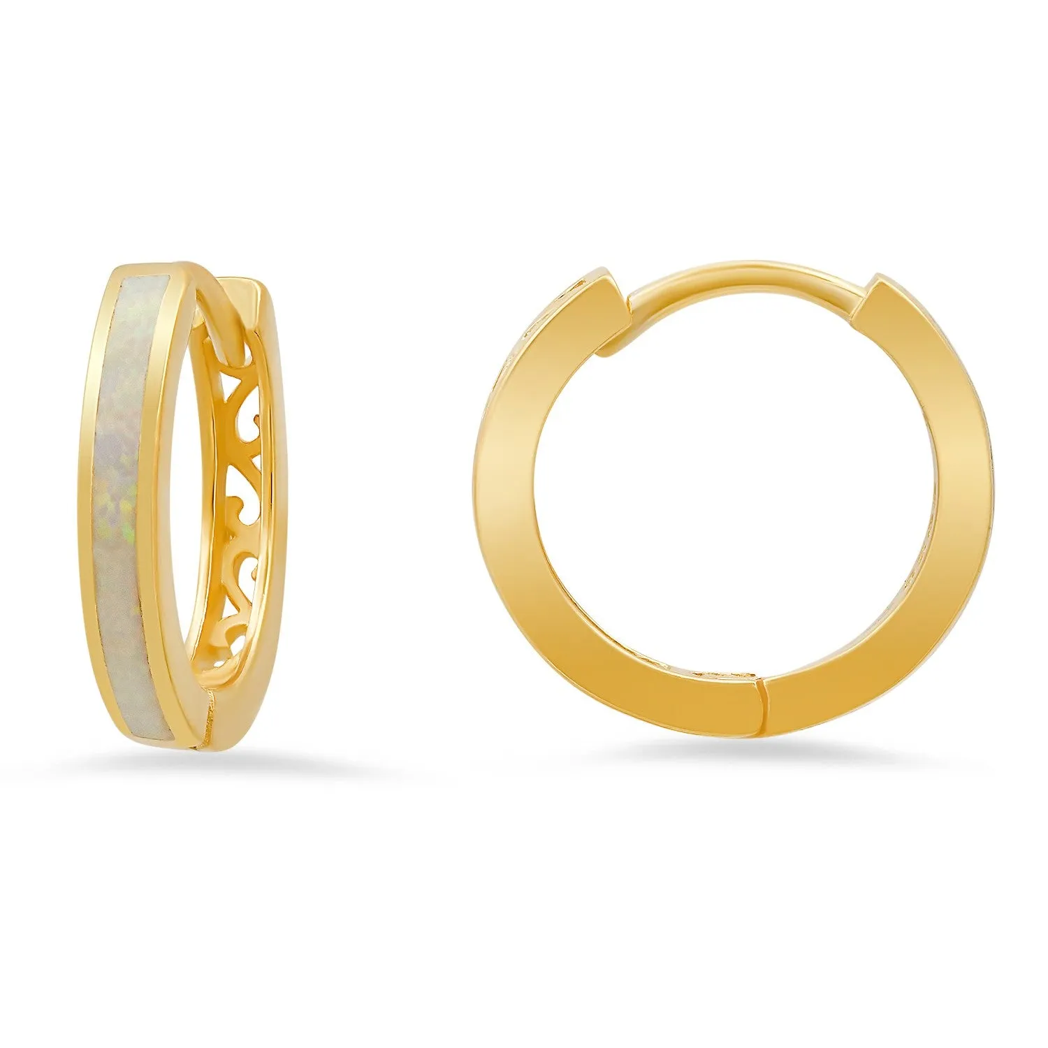 Sterling Silver Opal Filigree Hoop Earrings sold by Ruumur product image thumbnail 2