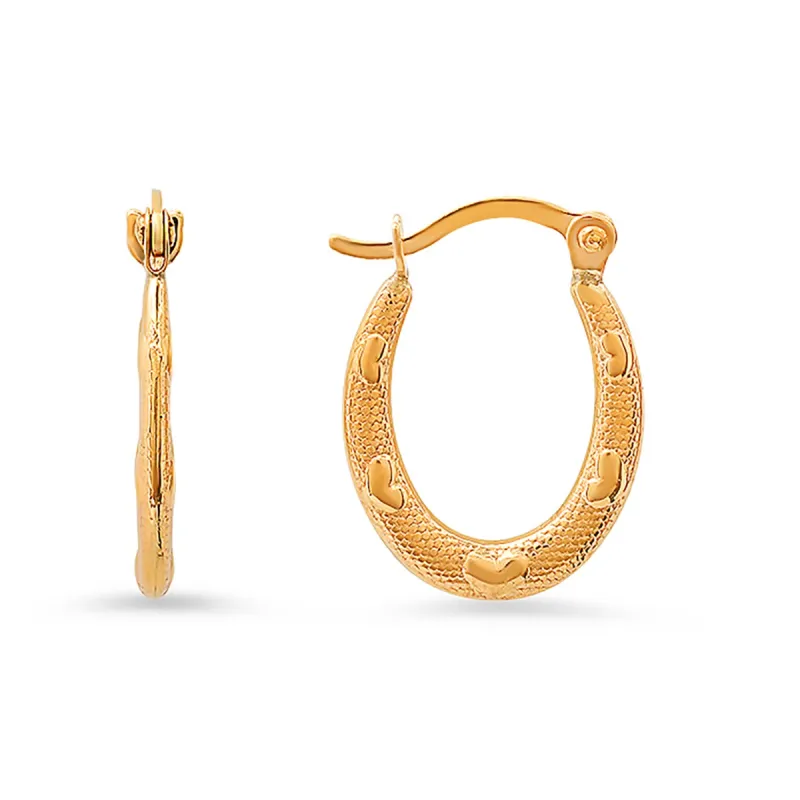 10k Yellow Gold Petite U Shaped Heart Huggy Hoop Earrings sold by Ruumur